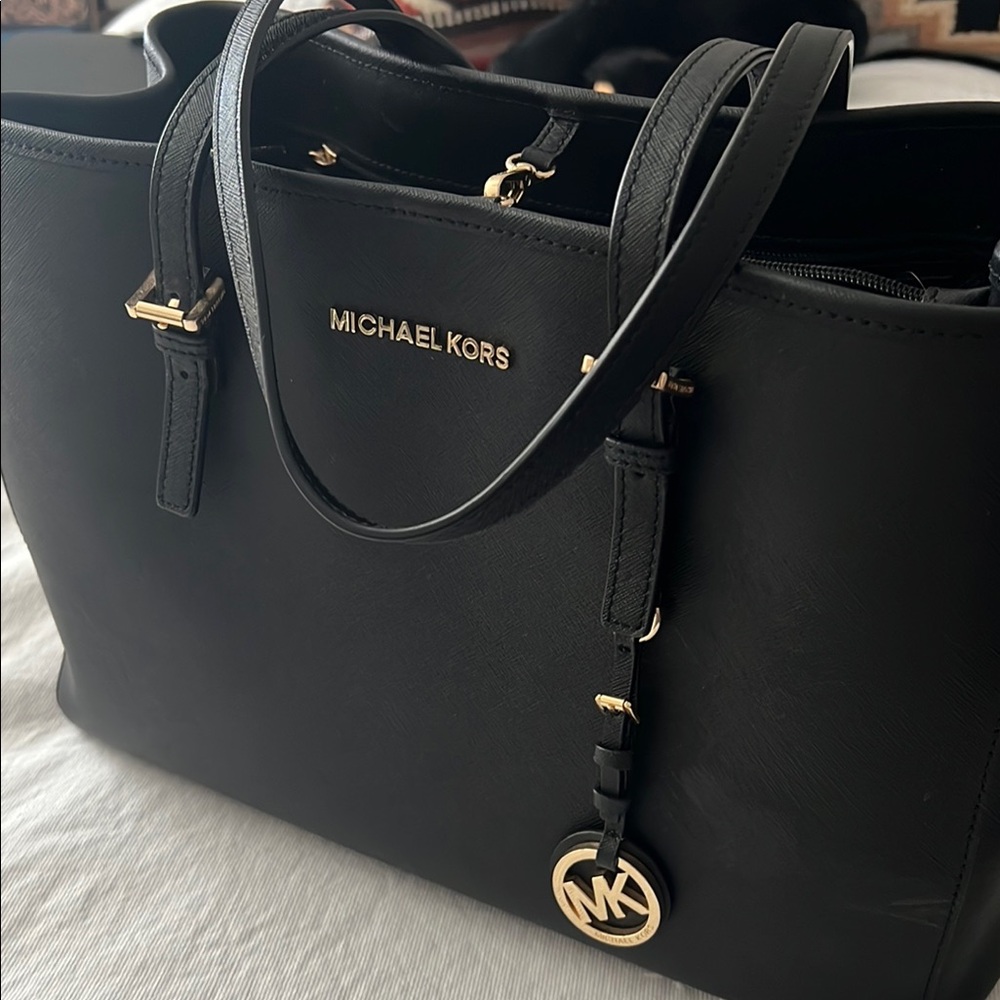 EUC Michael Kors Black Tote with Gold Accents